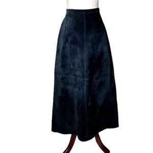 Brandon Thomas Black 100% Leather‎ Vintage? Back Slit Women’s Midi Skirt NWT 8